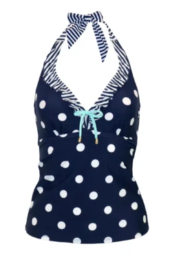 Beach House Underwired Halter Tankini Top - Navy/White/Aqua 8 Beach House Underwired Halter Tankini Top - Navy/White/Aqua -Curve by Lingerie 306124 20230106144300