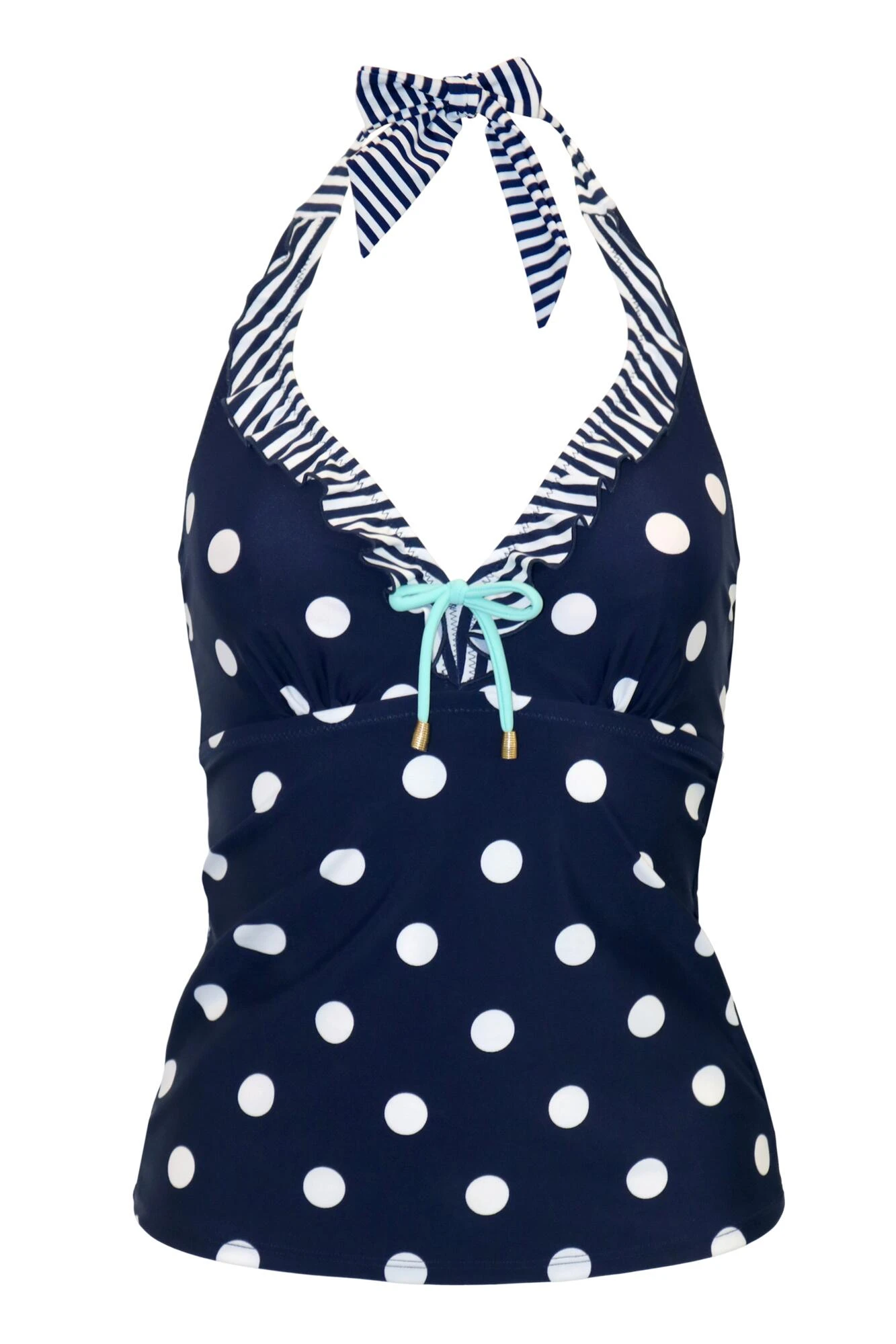Beach House Underwired Halter Tankini Top - Navy/White/Aqua 4 Beach House Underwired Halter Tankini Top - Navy/White/Aqua - Image 4