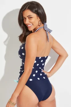 Beach House Underwired Halter Tankini Top - Navy/White/Aqua 7 Beach House Underwired Halter Tankini Top - Navy/White/Aqua -Curve by Lingerie 306127 20230106144300