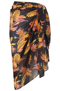 Recycled Luxe Chiffon Sarong Skirt - Black/Gold 12 Recycled Luxe Chiffon Sarong Skirt - Black/Gold -Curve by Lingerie 306449 20230519120900