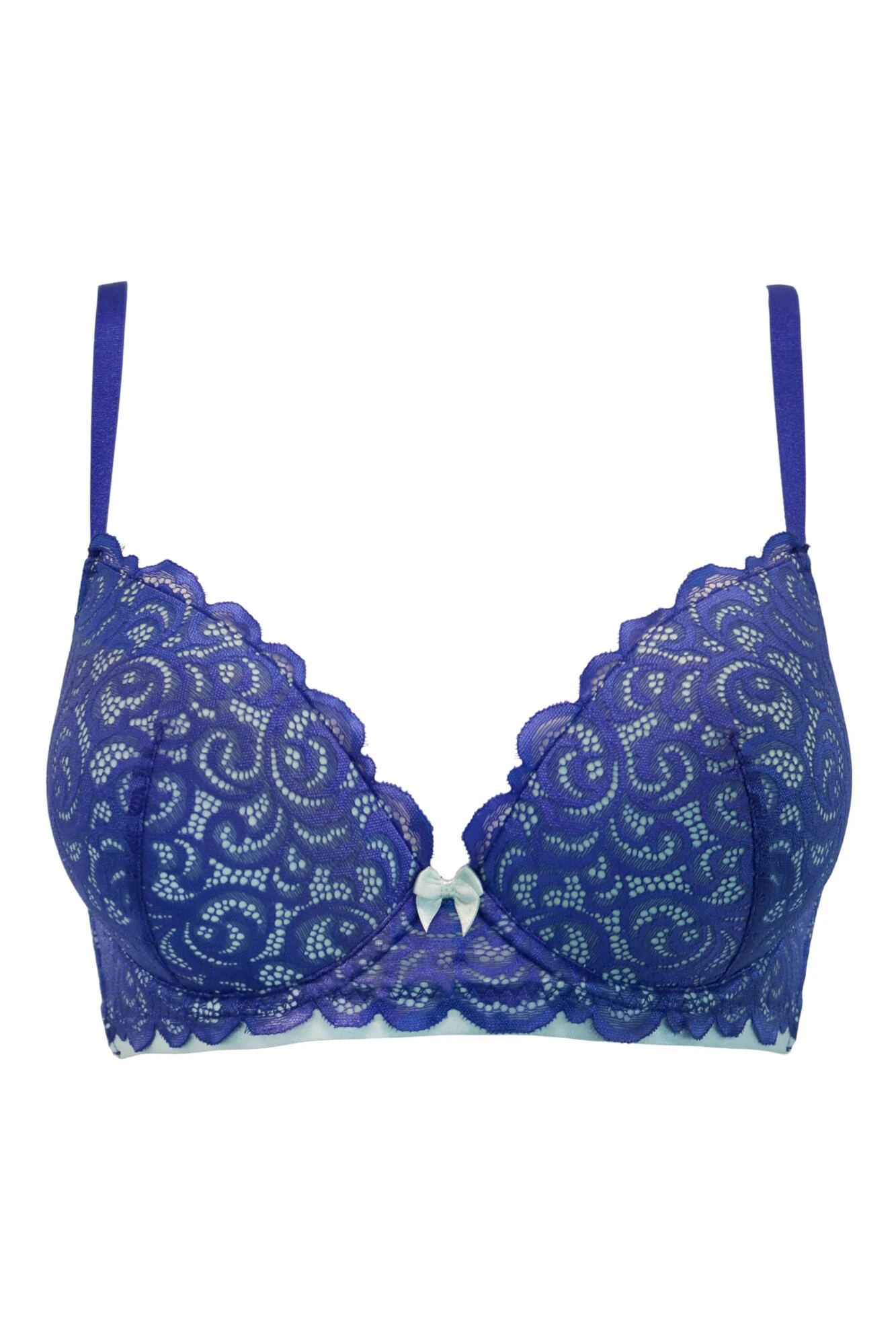 Romance Moulded Plunge Push Up Bra - Cobalt/Mint 5 Romance Moulded Plunge Push Up Bra - Cobalt/Mint - Image 5