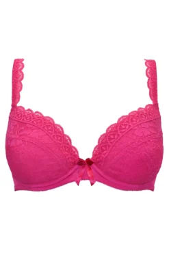 Rebel Padded Plunge Bra - Hot Pink -Curve by Lingerie 307051 20230503103400