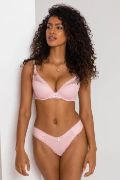 Luxe Linear Lightly Padded Bra - Soft Pink -Curve by Lingerie 307251 20230215132400