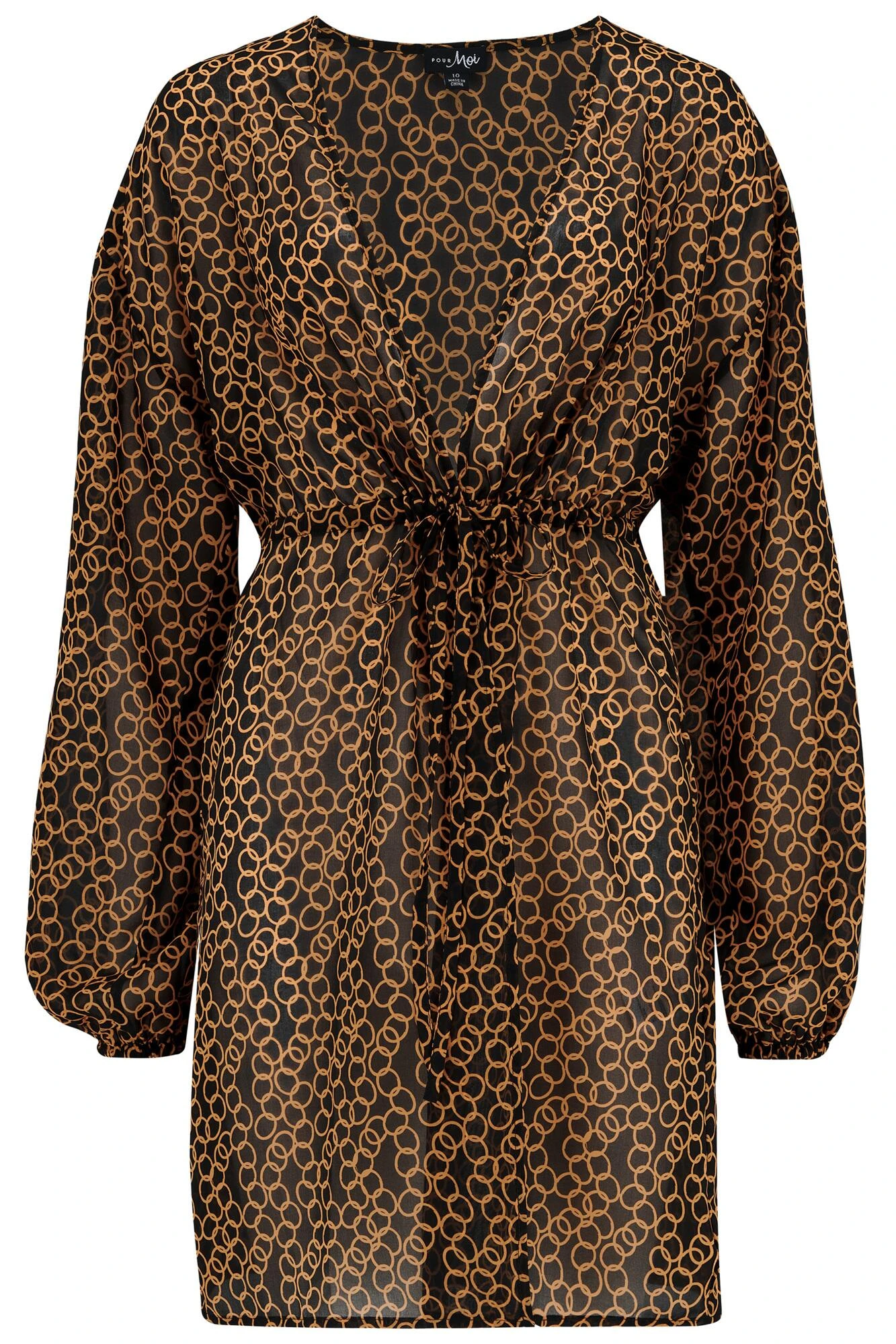 Recycled Chiffon Tie Sleeve Kimono - Gold Chain 6 Recycled Chiffon Tie Sleeve Kimono - Gold Chain - Image 6