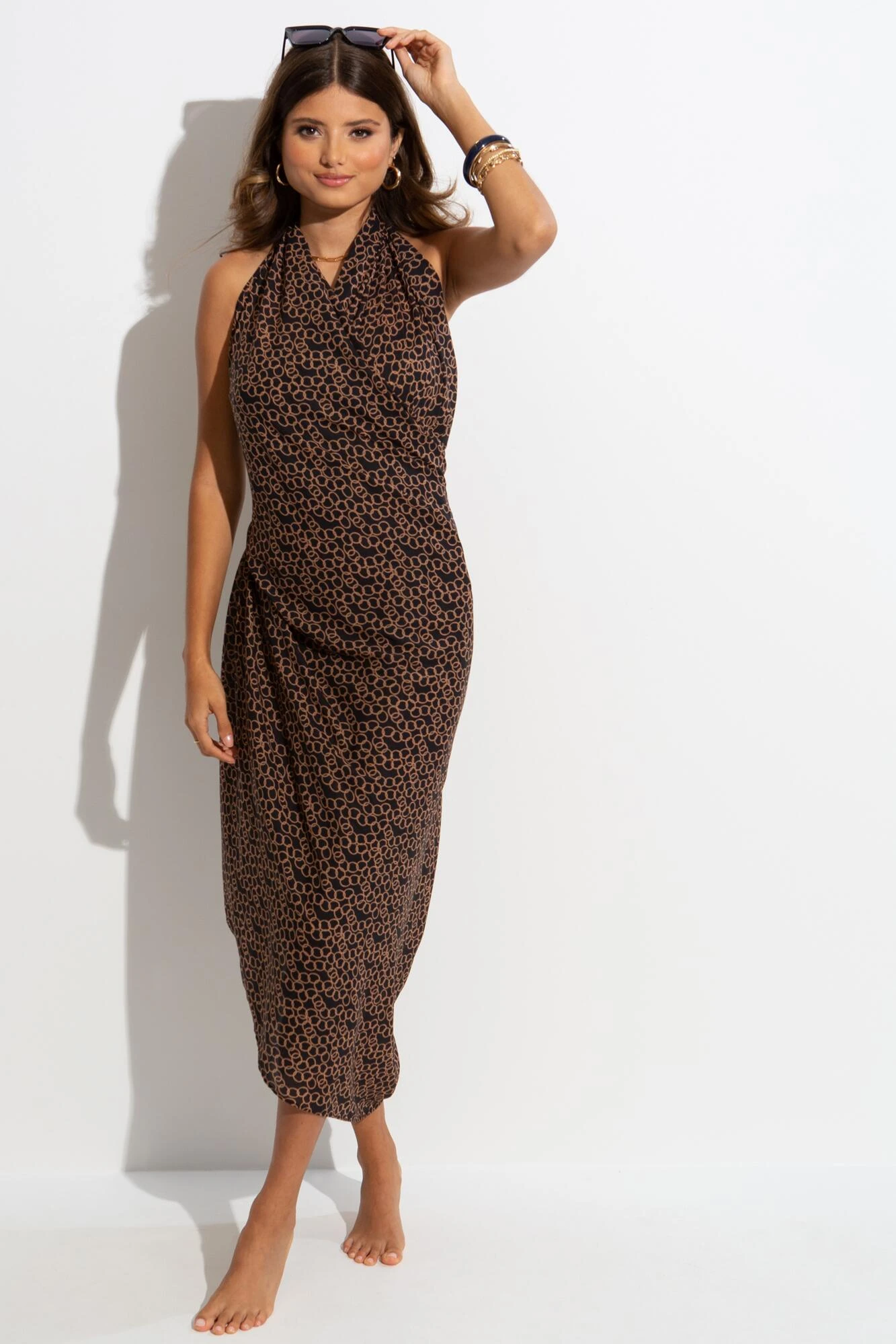 Casablanca Recycled Chiffon Multiway Sarong - Gold Chain 3 Casablanca Recycled Chiffon Multiway Sarong - Gold Chain - Image 3