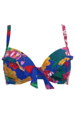 Antigua Frill Padded Underwired Top - Blue Floral -Curve by Lingerie 308183 20230612145200