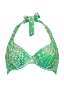 Portofino Halter Underwired Top - Green/Pink -Curve by Lingerie 308571 20230125120400