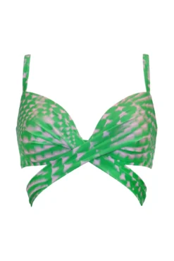 Portofino Underwired Lightly Padded Tie Wrap Top - Green/Pink -Curve by Lingerie 308596 20230301123700