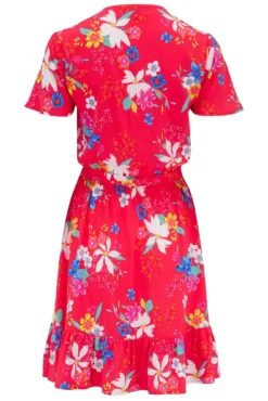 Woven EcoVero™ Tiered Wrap Dress - Red Tropical -Curve by Lingerie 308703 20230518121100