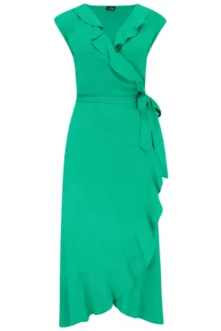 Midaxi Wrap Beach Dress - Green -Curve by Lingerie 308724 20230126144800