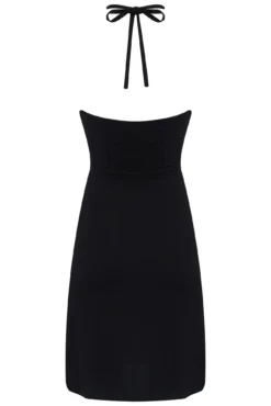 Strappy Halter Neck Jersey Mini Dress - Black -Curve by Lingerie 309208 20230201161000