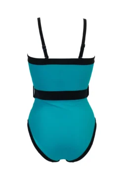 Removable Straps Belted Control Swimsuit - Teal/Black -Curve by Lingerie 311165 20230223143900