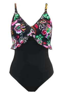 Hot Spots Frill Control Swimsuit - Black Multi 10 Hot Spots Frill Control Swimsuit - Black Multi -Curve by Lingerie 311265 20230223163300