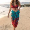 Recycled Luxe Chiffon Sarong - Red/Teal