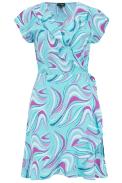 Woven EcoVero™ Frill Wrap Dress - Aquaburst -Curve by Lingerie 311575 20230301160700