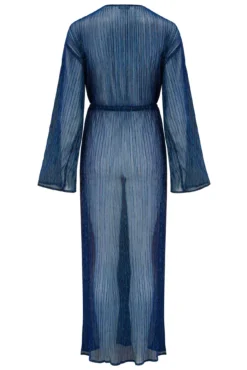 Metallic Plisse Maxi Kimono - Blue/Black -Curve by Lingerie 311623 20230616161600