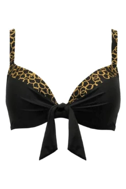 Casablanca Lightly Padded Underwired Front Tie Top - Gold Chain -Curve by Lingerie 311987 20230302162500