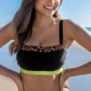 Palm Springs Colour Block Hidden Underwired Cami Top - Black/Lime