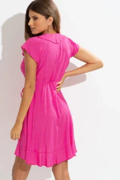 Woven EcoVero™ Frill Wrap Dress - Pink/Orange -Curve by Lingerie 312607 20230518121600