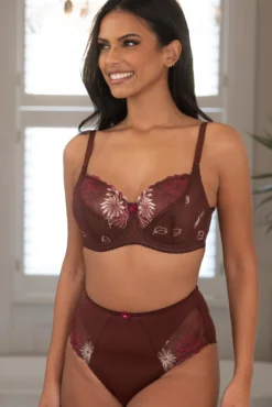 St Tropez Full Cup Bra - Chocolate/Red -Curve by Lingerie 313028 20230329154300