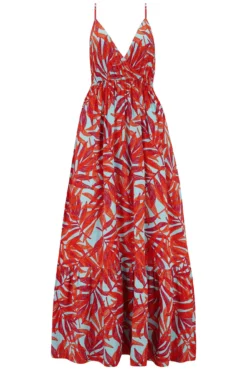 Strappy Tiered Hem Maxi Dress - Aqua Palm -Curve by Lingerie 313064 20230518152000