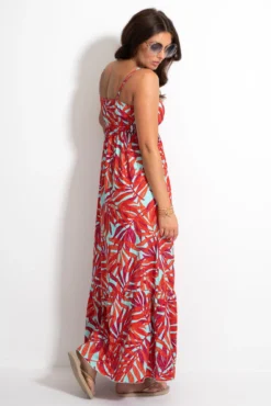 Strappy Tiered Hem Maxi Dress - Aqua Palm -Curve by Lingerie 313068 20230518152000