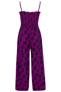Shirred Crop Leg Jumpsuit - Violet Leopard -Curve by Lingerie 313109 20230518162000