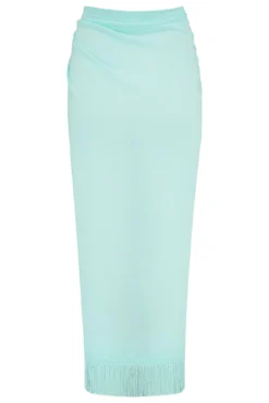 Fringe Trim Crinkle Woven Multiway Sarong - Aqua -Curve by Lingerie 313156 20230518165700
