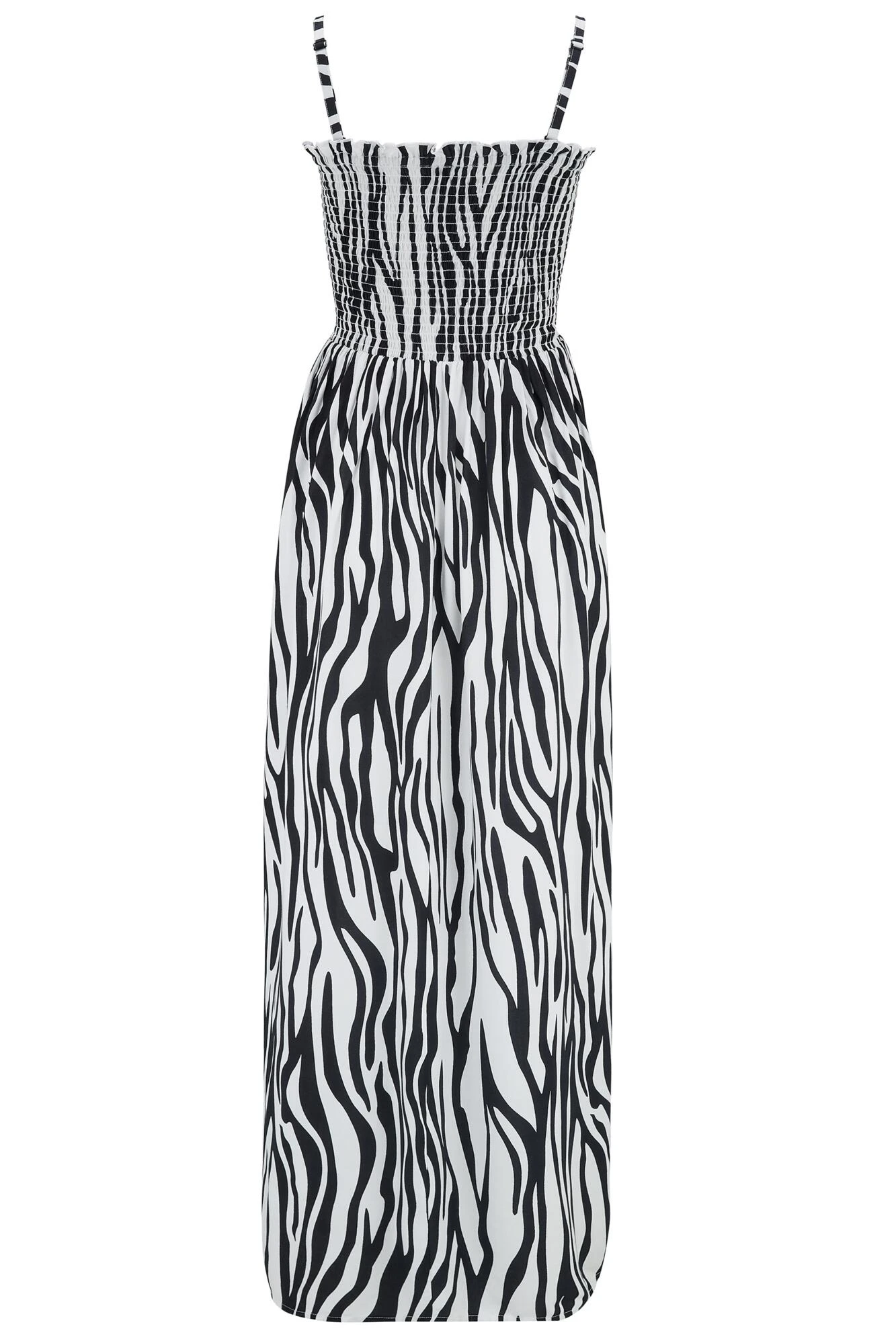 Removable Straps Shirred Split Maxi Dress - Zebra 4 Removable Straps Shirred Split Maxi Dress - Zebra - Image 4