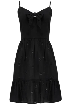 Strappy Tie Front Broderie Beach Sundress - Black -Curve by Lingerie 313536 20230719103000