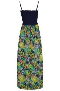 Removable Straps Shirred Split Maxi Dress - Navy Fern 13 Removable Straps Shirred Split Maxi Dress - Navy Fern -Curve by Lingerie 313593 20230404120300