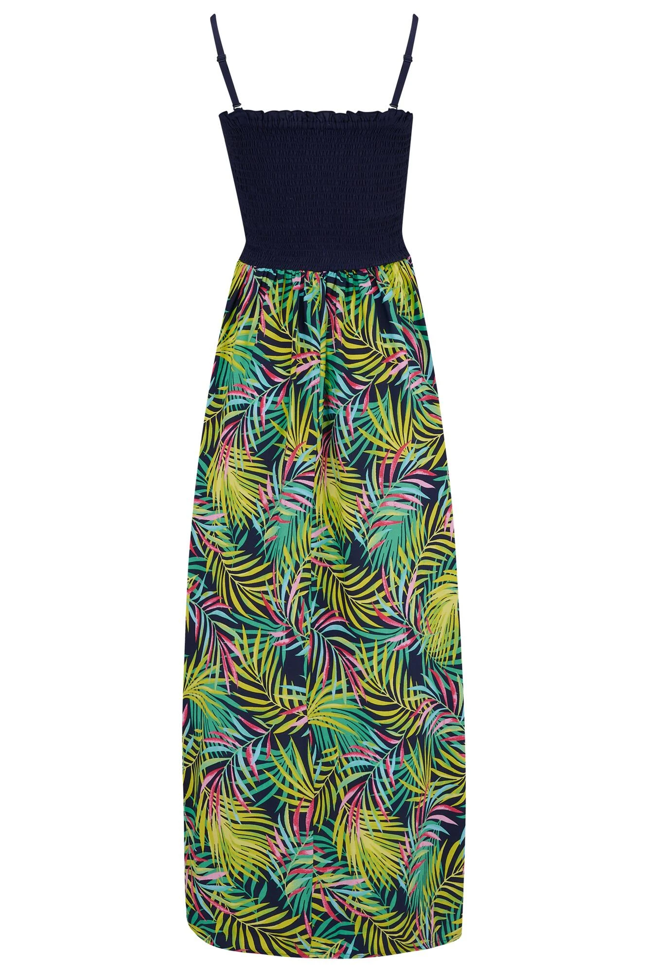 Removable Straps Shirred Split Maxi Dress - Navy Fern 7 Removable Straps Shirred Split Maxi Dress - Navy Fern - Image 7