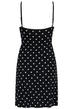 Strappy Tie Front Jersey Mini Dress - Black Spot -Curve by Lingerie 314184 20230519164000