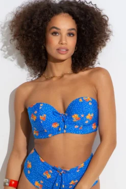 Santa Cruz Strapless Lightly Padded Underwired Top - Blue Floral