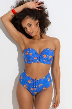 Santa Cruz Strapless Lightly Padded Underwired Top - Blue Floral -Curve by Lingerie 314530 20230421123200