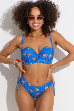 Santa Cruz Strapless Lightly Padded Underwired Top - Blue Floral -Curve by Lingerie 314532 20230421123200