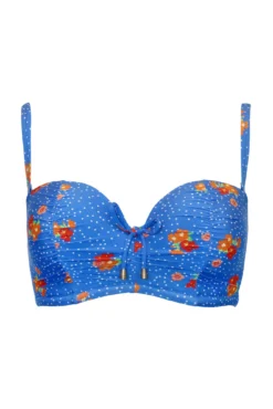 Santa Cruz Strapless Lightly Padded Underwired Top - Blue Floral -Curve by Lingerie 314865 20230421123200
