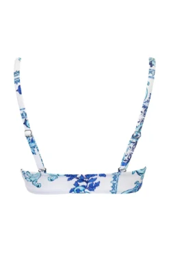 Amalfi Front Fastening Wrap Around Padded Underwired Top - White/Blue -Curve by Lingerie 315045 20230425132200