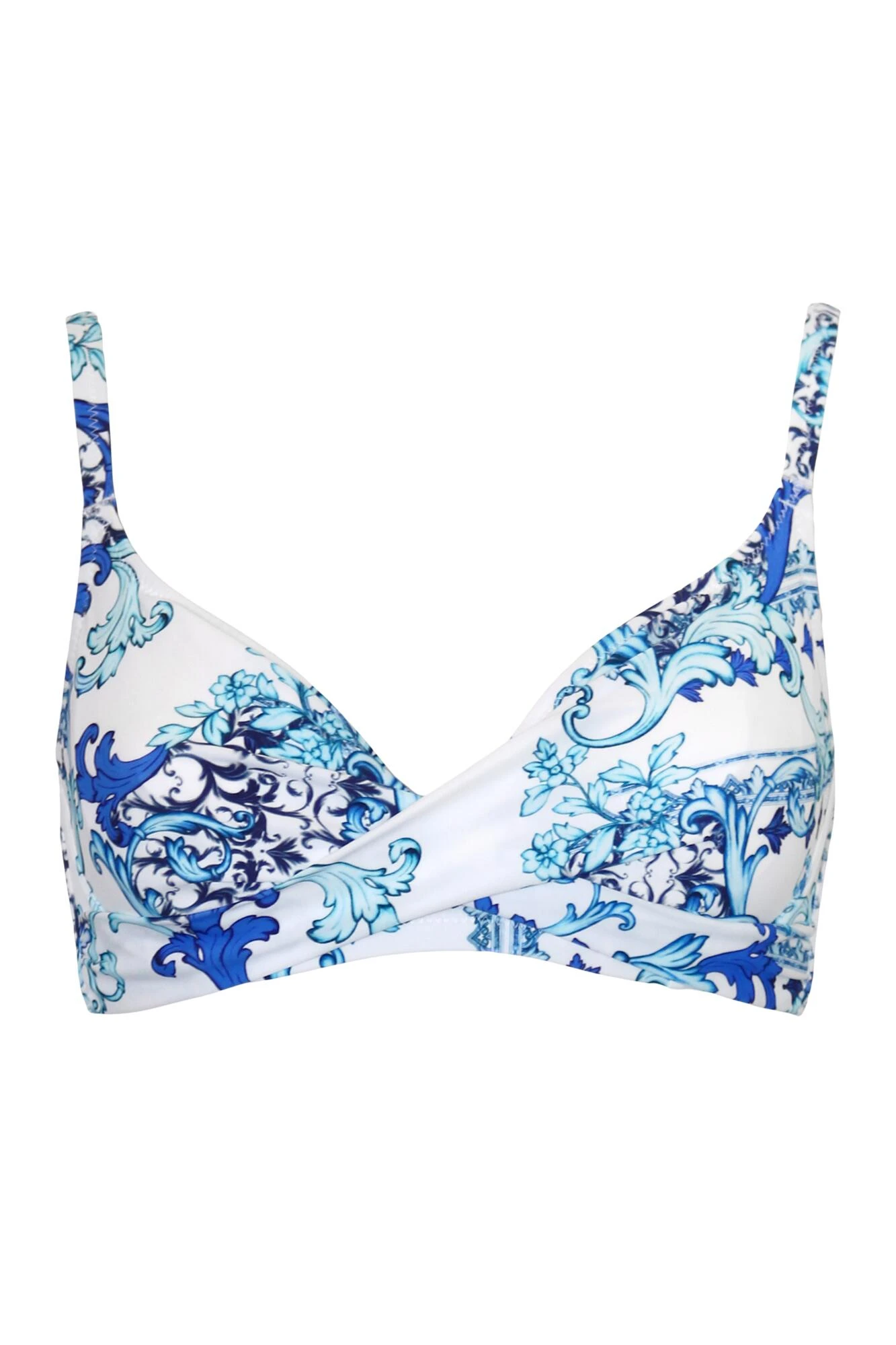Amalfi Underwired Non-Padded Twist Front Top - White/Blue 5 Amalfi Underwired Non-Padded Twist Front Top - White/Blue - Image 5