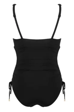 Maternity Ruched Adjustable Side Swimsuit - Black -Curve by Lingerie 315118 20230531154300