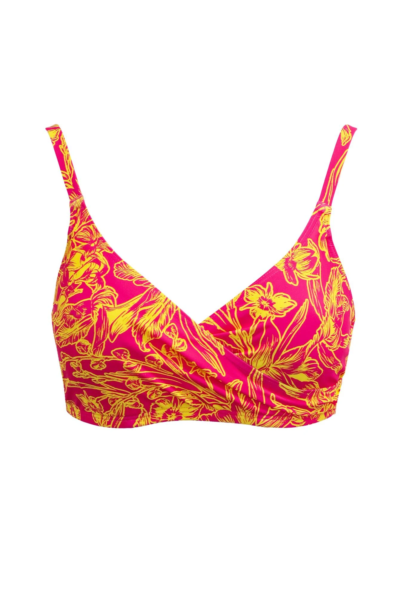 Freedom Underwired Non Padded Wrap Top - Pink/Yellow 6 Freedom Underwired Non Padded Wrap Top - Pink/Yellow - Image 6