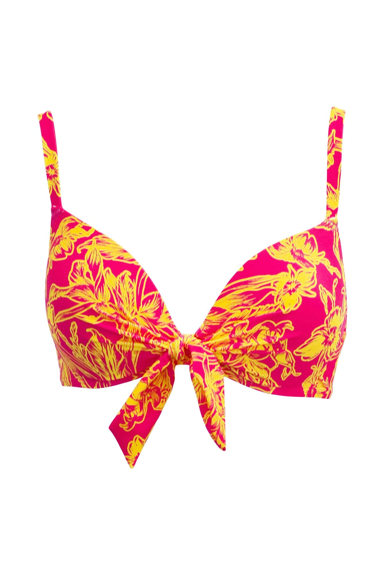 Freedom Lightly Padded Underwired Tie Top - Pink/Yellow 5 Freedom Lightly Padded Underwired Tie Top - Pink/Yellow - Image 5
