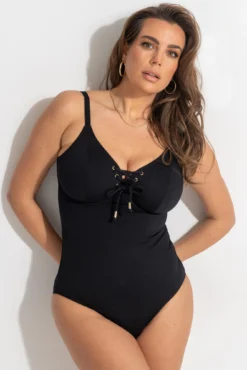 Sol Beach Underwired Rope Swimsuit - Black -Curve by Lingerie 315872 20230510171100