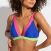 Palm Springs Colour Block Non-Wired Top - Ultramarine/Pink/Citrus