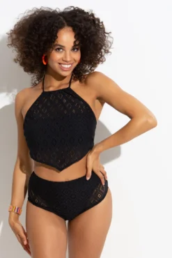 Summer Breeze Underwired Halter Scarf Top - Black -Curve by Lingerie 316237 20230530103800