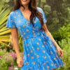 Woven EcoVero™ Tiered Wrap Dress - Blue Floral