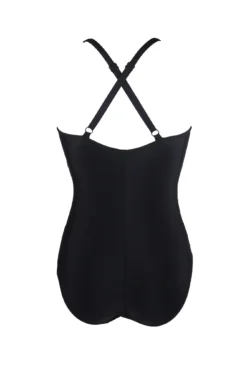 Energy Chlorine Resistant Recycled V Neck Linear Swimsuit - Black/Lime -Curve by Lingerie 316433 20230519153700