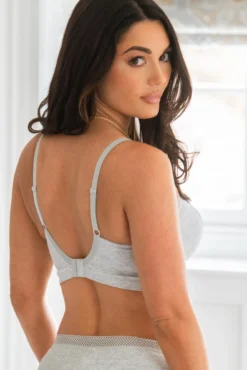 Love To Lounge Cotton Non Wired Bra - Grey Marl -Curve by Lingerie 316658 20230526121600
