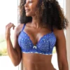 Romance Moulded Plunge Push Up Bra - Cobalt/Mint