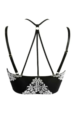 India Two-Tone Bold Lace Front Fastening Bralette - Black/Ivory -Curve by Lingerie 317106 20230601112800